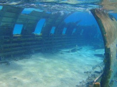 The cabin of the plane wreck